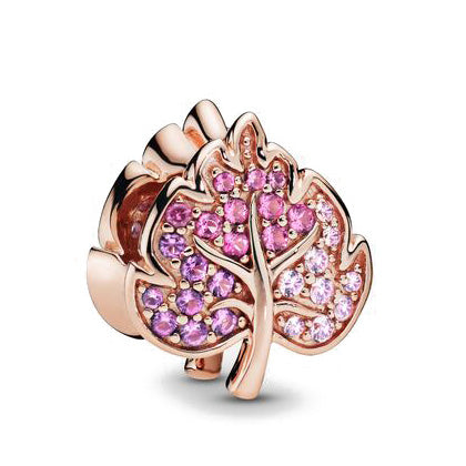 CHARM HOJA CON ZIRCONIAS  ROSE GOLD S925